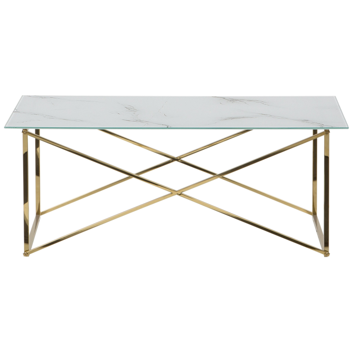 Măsuță de cafea EMPORIA Sticlă securizată Marmură/Auriu [4]