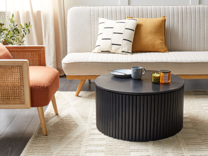 Coffee table KIRKWOOD Mango wood Black with storage [1]