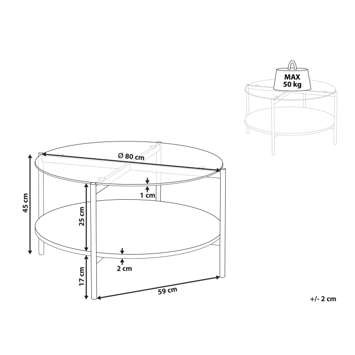 Măsuță de cafea LOVELL Sticlă securizată Auriu [3]