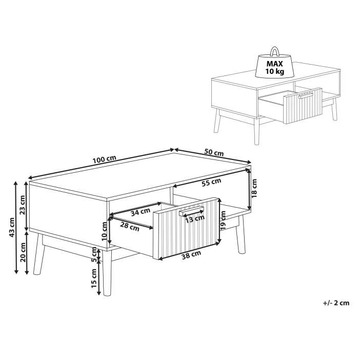 Măsuță de cafea LYNWOOD Maro deschis cu depozitare [3]