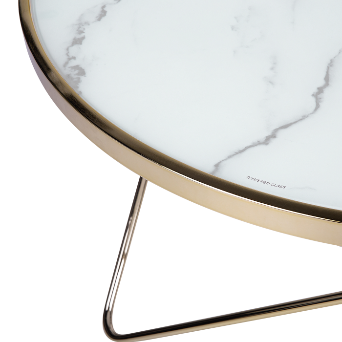 Măsuță de cafea MERIDIAN Sticlă securizată Marmură/Auriu [4]