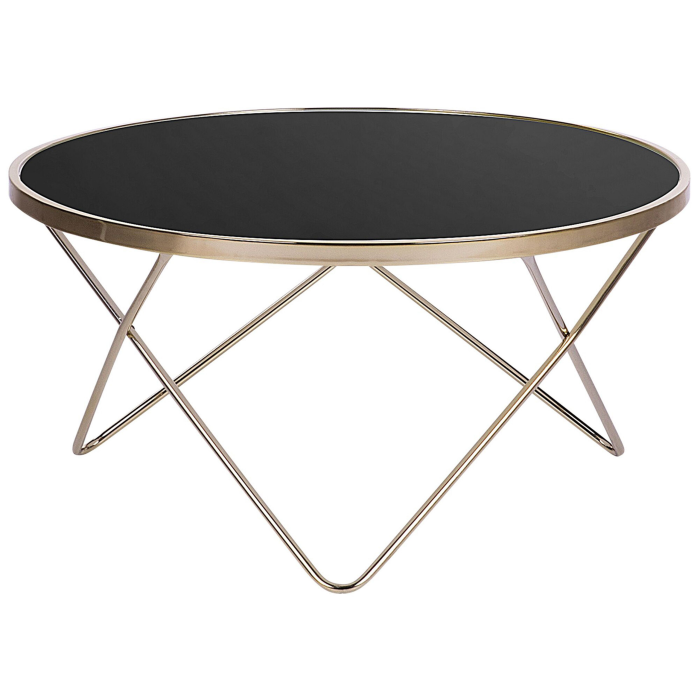 MERIDIAN coffee table Tempered glass Black/Gold [2]