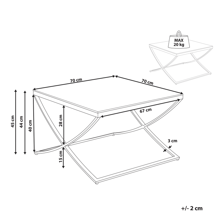 Măsuță de cafea RINGGOLD Sticlă securizată Auriu [3]