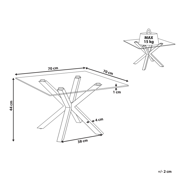 Coffee table STARLIGHT Tempered glass Gold [3]