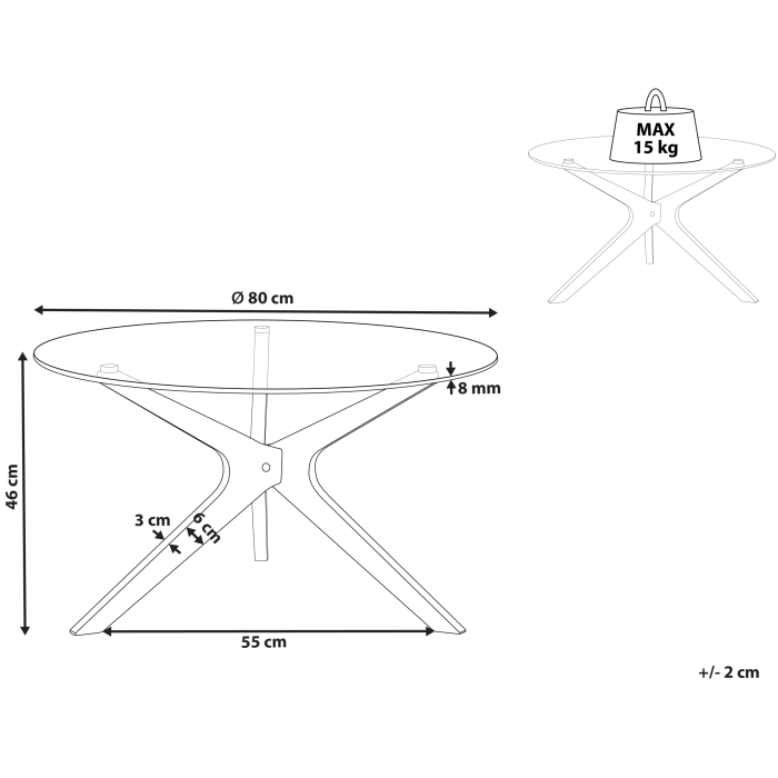 Măsuță de cafea VALLEY Sticlă securizată Maro deschis [3]