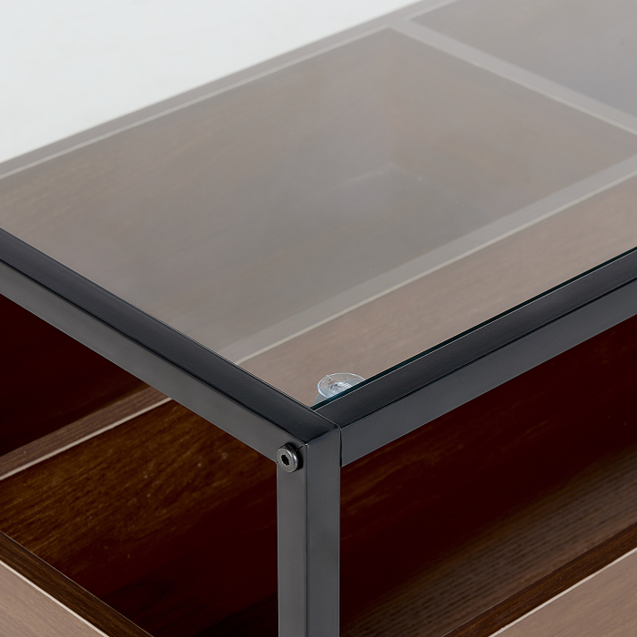 Măsuță de cafea WACO Sticlă securizată Negru cu depozitare [5]