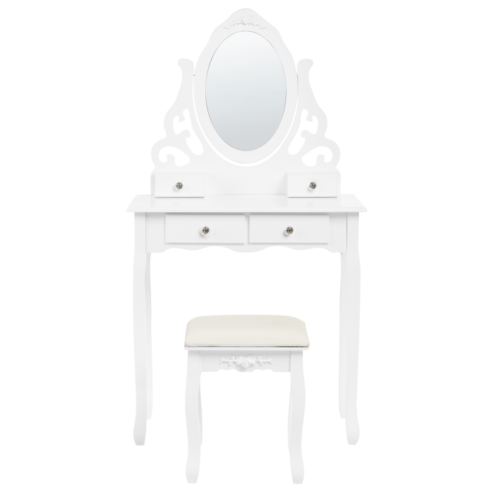 Masuță de machiaj cu oglindă și taburet AMOUR Alb [6]