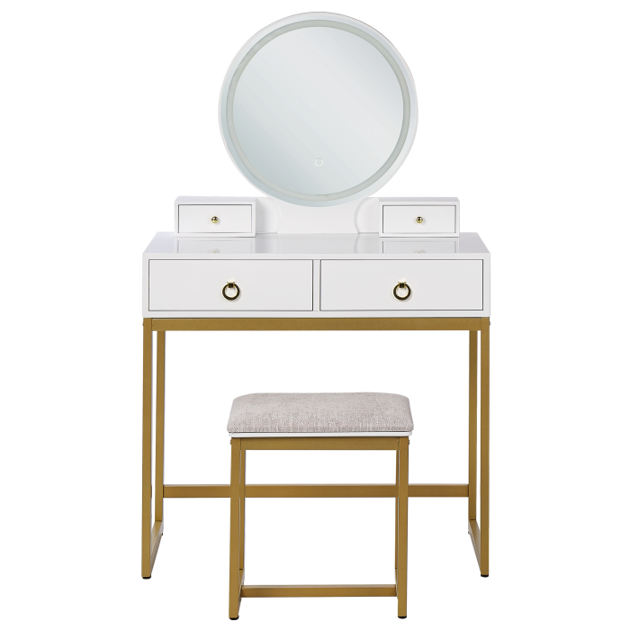 Masuță de machiaj cu oglindă și taburet AUXON LED Alb [4]