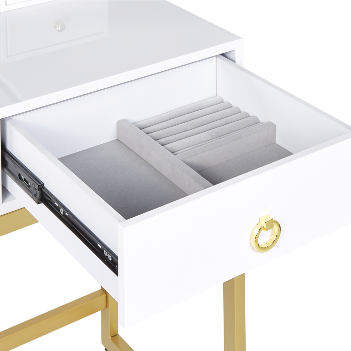 Masuță de machiaj cu oglindă și taburet AUXON LED Alb [8]