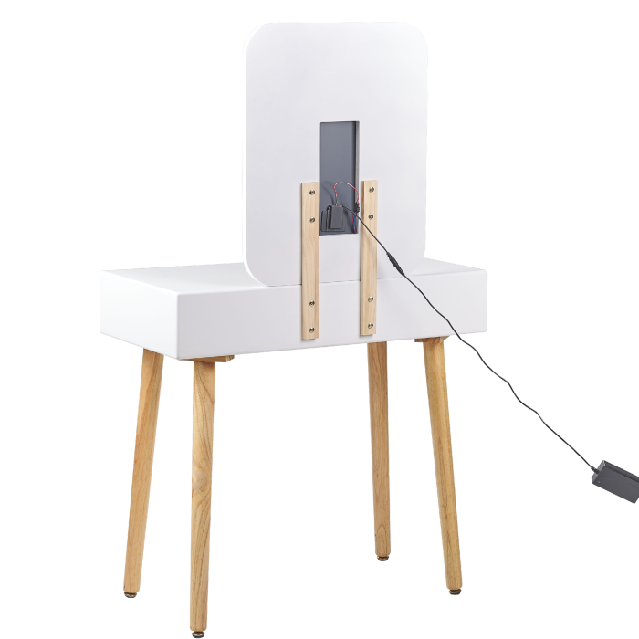 Masuță de machiaj cu oglindă și taburet DIEPPE LED Alb [6]