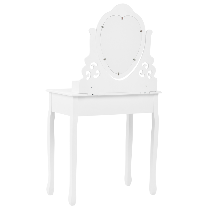Masuță de machiaj cu oglindă și taburet DIVA Alb [6]