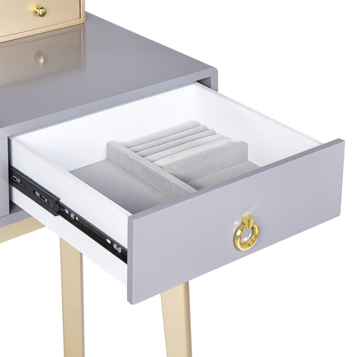 FEDRY dressing table with mirror and stool LED Grey [7]