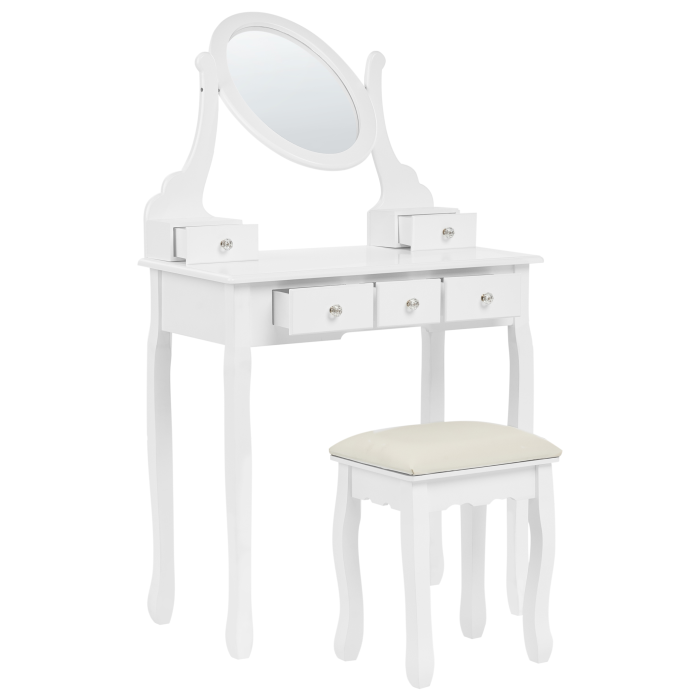 Masuță de machiaj cu oglindă și taburet GALAXIE Alb [6]