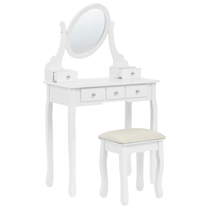 Masuță de machiaj cu oglindă și taburet GALAXIE Alb [7]