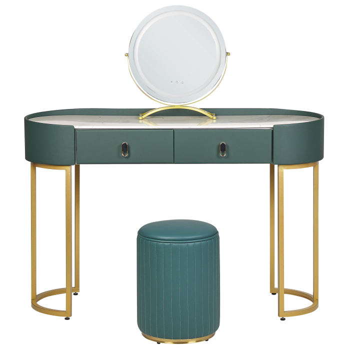 Vanishing table with mirror and stool VINAX LED Dark green [4]