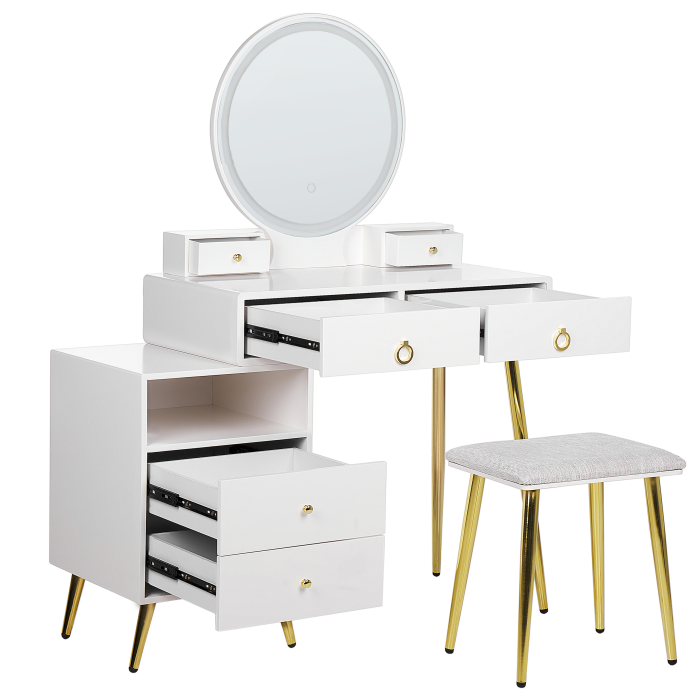 Dining table with mirror and stool YVES LED White [5]