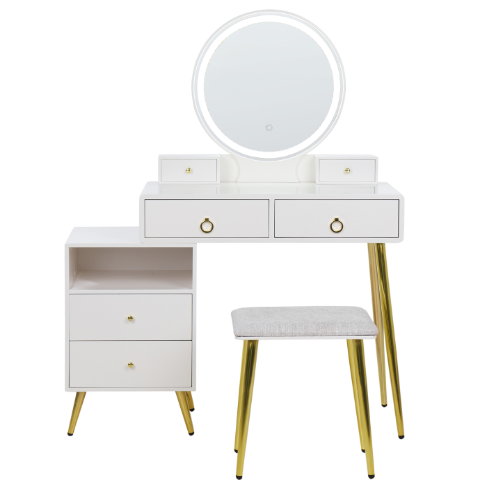 Dining table with mirror and stool YVES LED White [6]