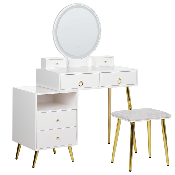 Dining table with mirror and stool YVES LED White [4]