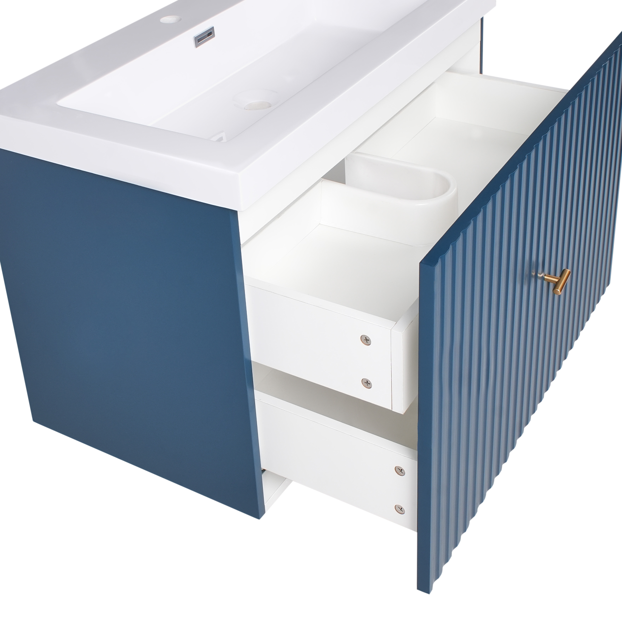 LAGO bathroom furniture with gold handle washbasin 80 cm Dark blue [9]