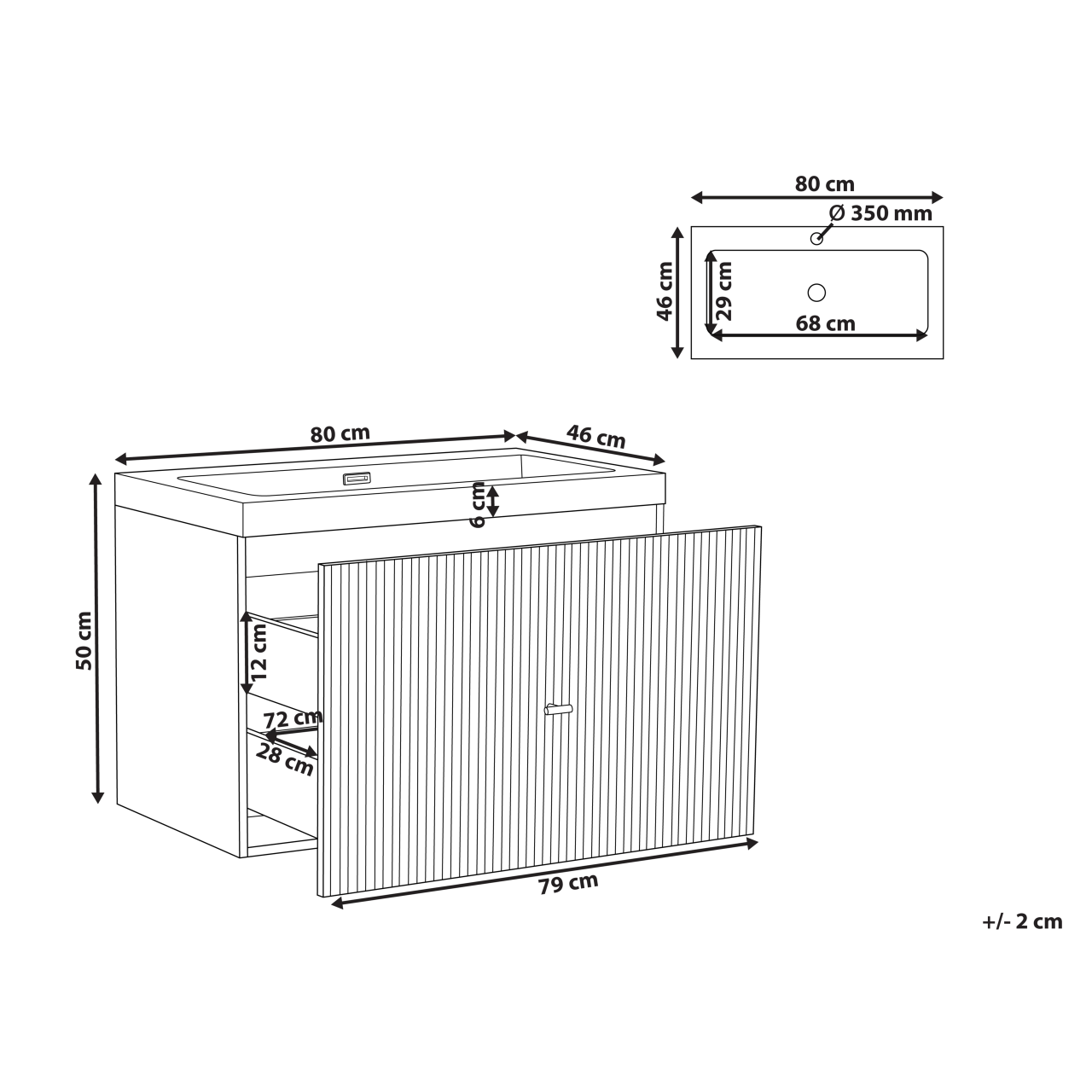 LAGO bathroom furniture with gold handle washbasin 80 cm Dark blue [3]