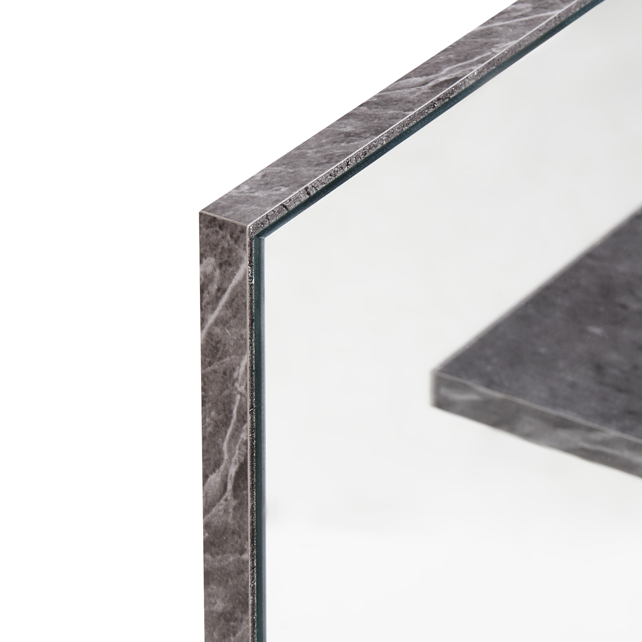 Wall mirror with shelf PELOTAS 45 cm 45 cm Marble/Black [6]