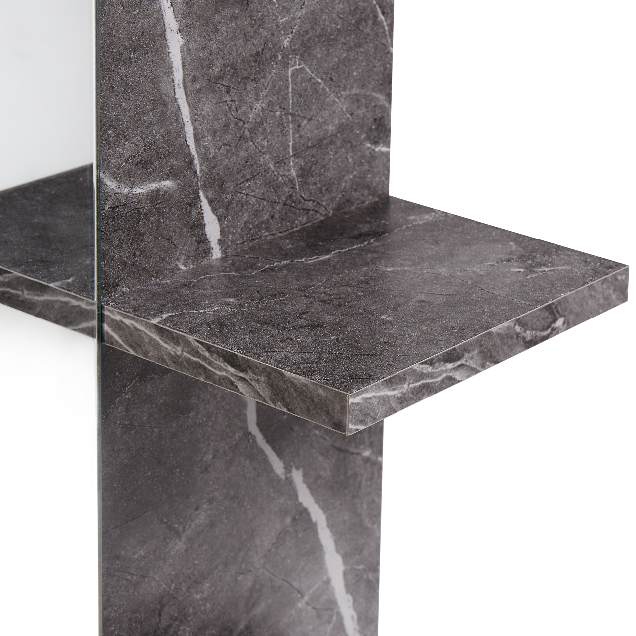 Wall mirror with shelf PELOTAS 45 cm 45 cm Marble/Black [7]