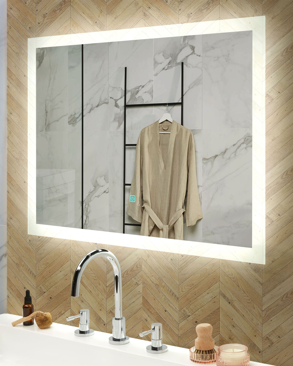 LED bathroom mirror ADOUR 80 cm 60 cm Silver [1]