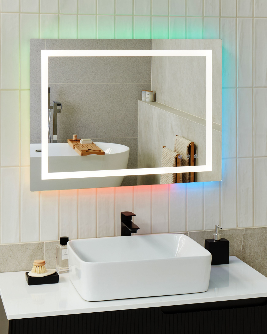LED bathroom mirror PRENOIS 80 cm 60 cm Silver [1]