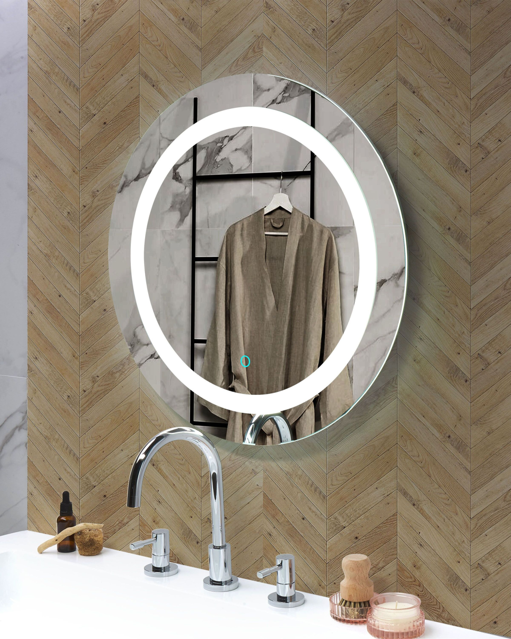 LED bathroom mirror SELUNE 58 cm 58 cm Silver [1]