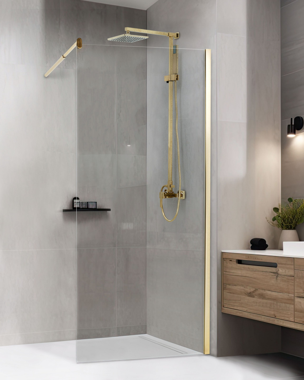 AHAUS shower screen 90 x 190 cm Gold [1]