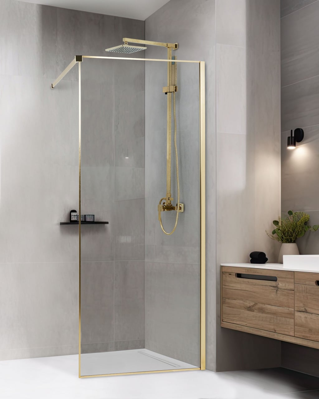 WASPAM shower screen 80 x 190 cm Gold [1]