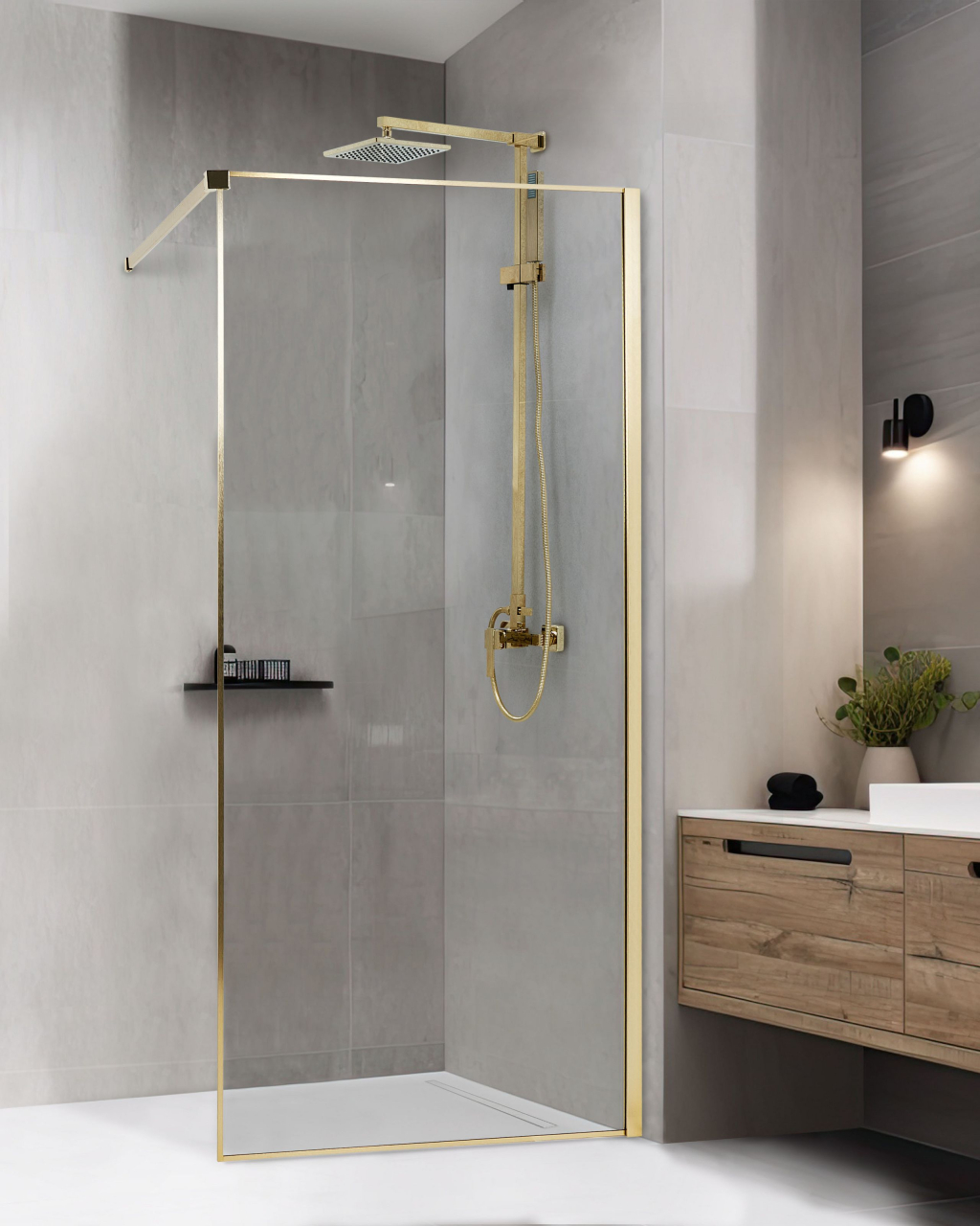 WASPAM shower screen 90 x 190 cm Gold [1]