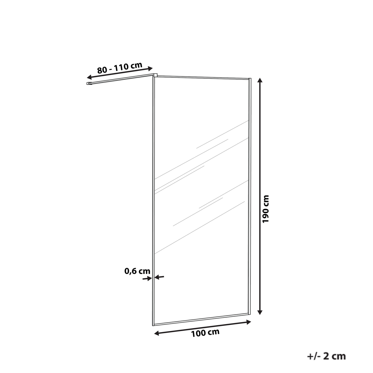 WASPAM II shower screen 100 x 190 cm Black [3]