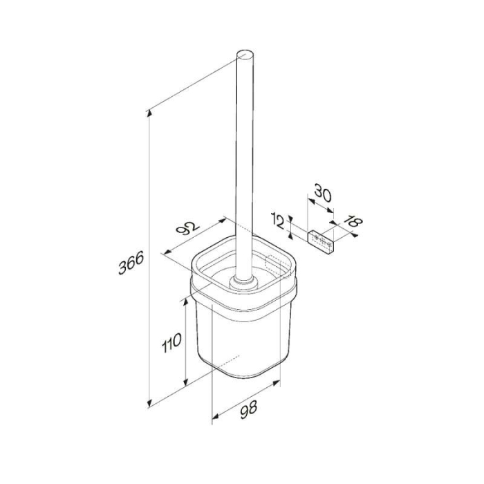 Perie WC AM.PM Func A8F33322, suspendat, metal + sticla mata, finisaj negru mat [5]