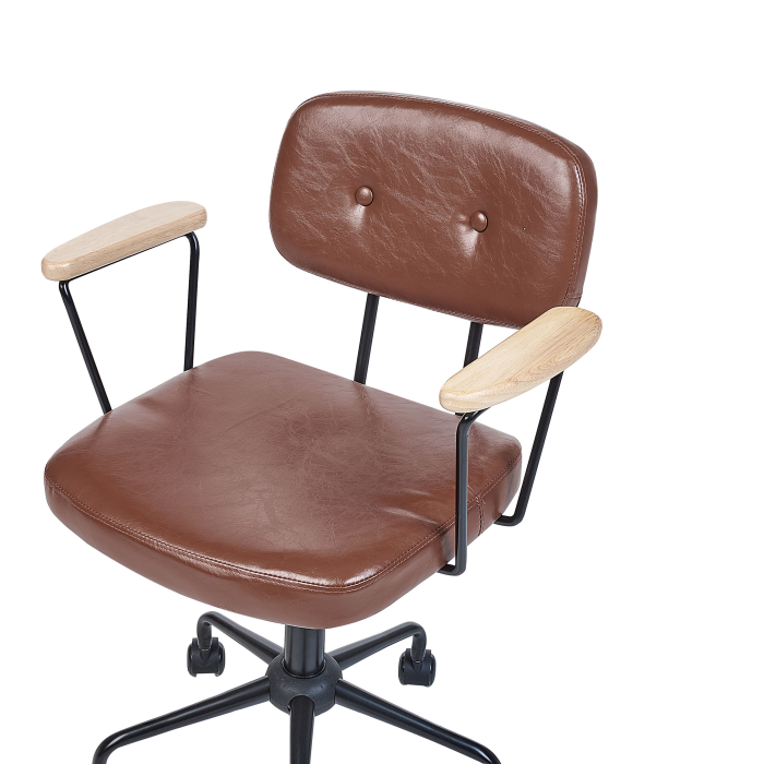 Office Stool ALGERITA Eco-leather Brown [7]