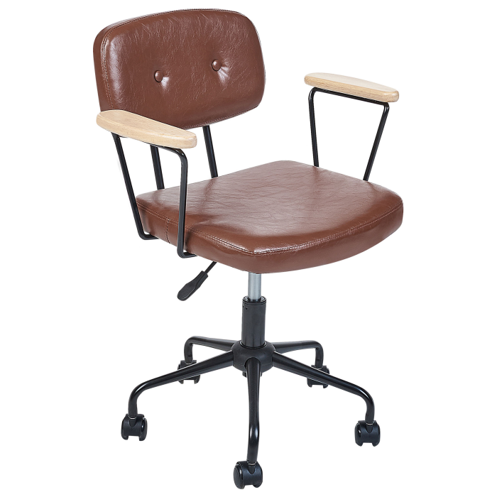 Office Stool ALGERITA Eco-leather Brown [5]