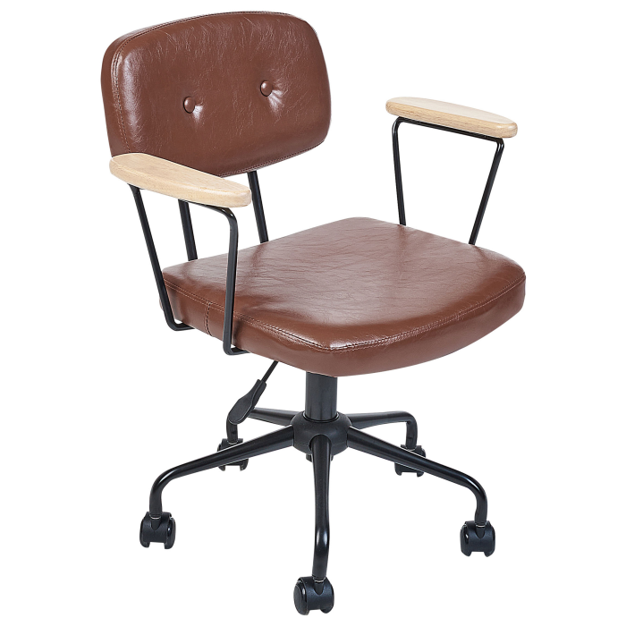 Office Stool ALGERITA Eco-leather Brown [2]