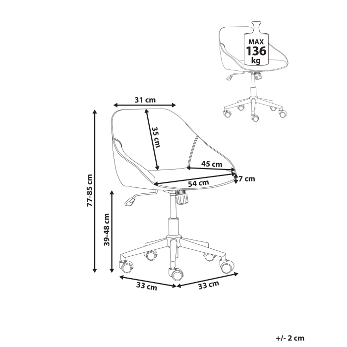 Scaun de birou BARDSDALE Catifea Bleumarin [3]