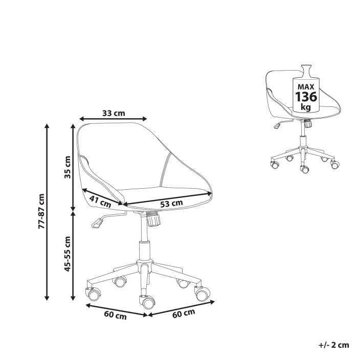 Scaun de birou BARDSDALE Piele ecologică Maro [3]