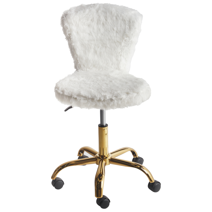 Office chair MARGATE White Faux fur [4]