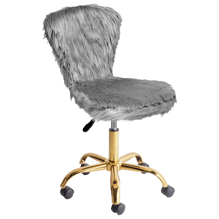 Office Chair MARGATE Faux Fur Grey [2]