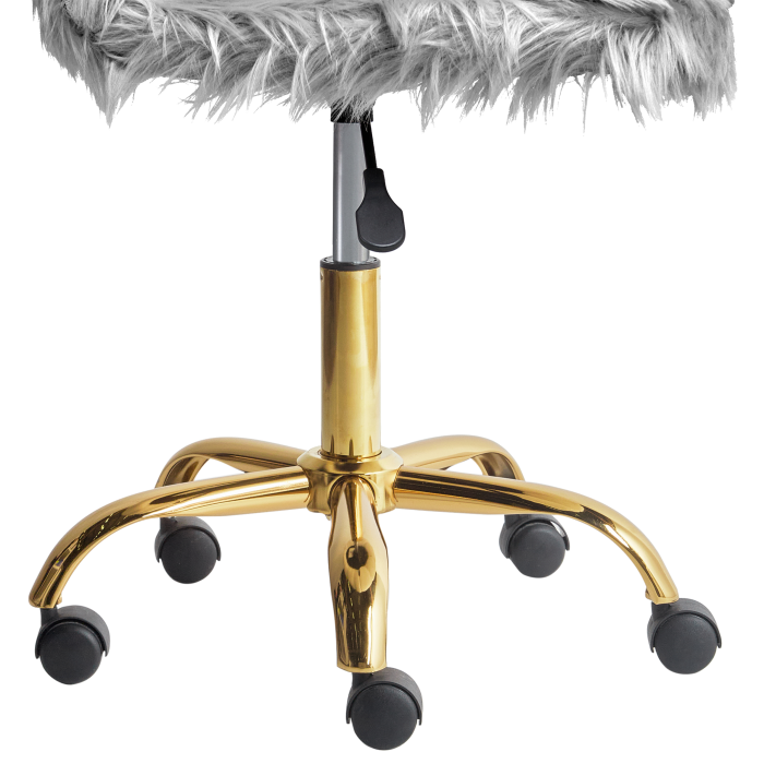 Office Chair MARGATE Faux Fur Grey [10]