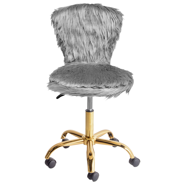 Office Chair MARGATE Faux Fur Grey [4]