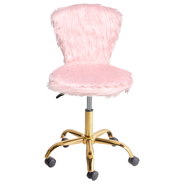 Office Chair MARGATE Faux Fur Pastel Pink [4]