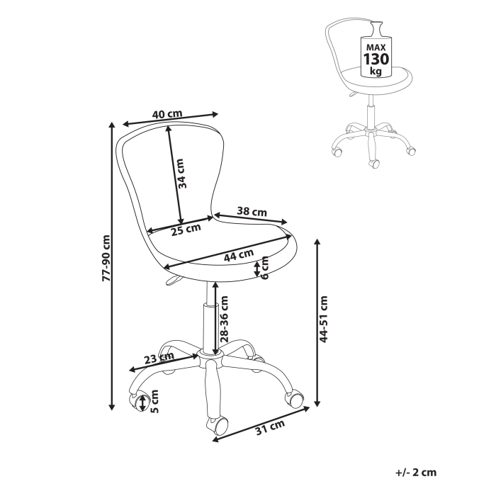 Office Chair MARGATE Faux Fur Pastel Pink [3]