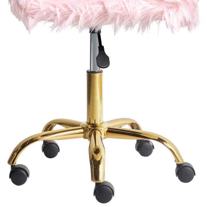 Office Chair MARGATE Faux Fur Pastel Pink [10]