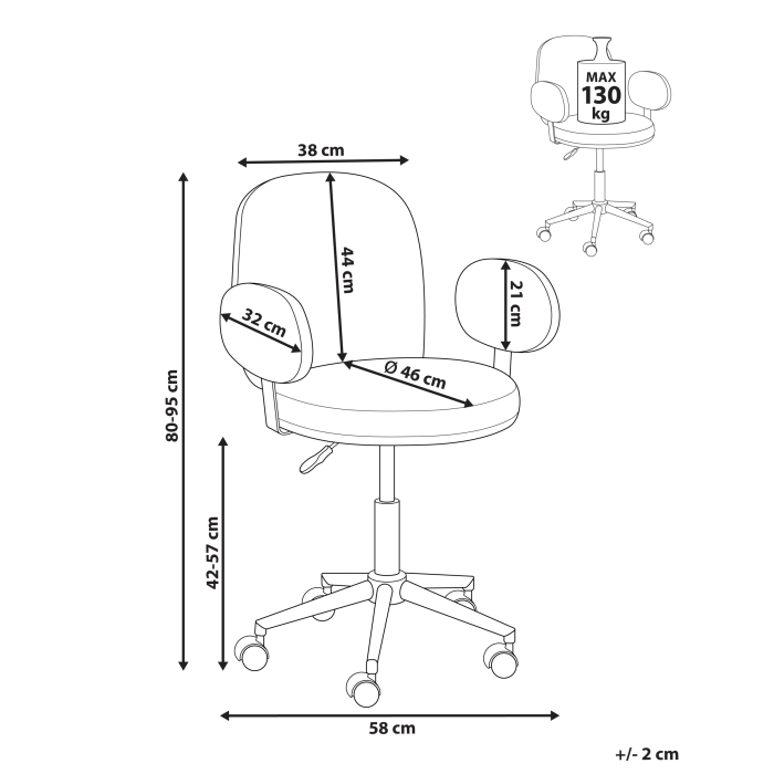 Scaun de birou MORAGA Boucle Alb-murdar [3]