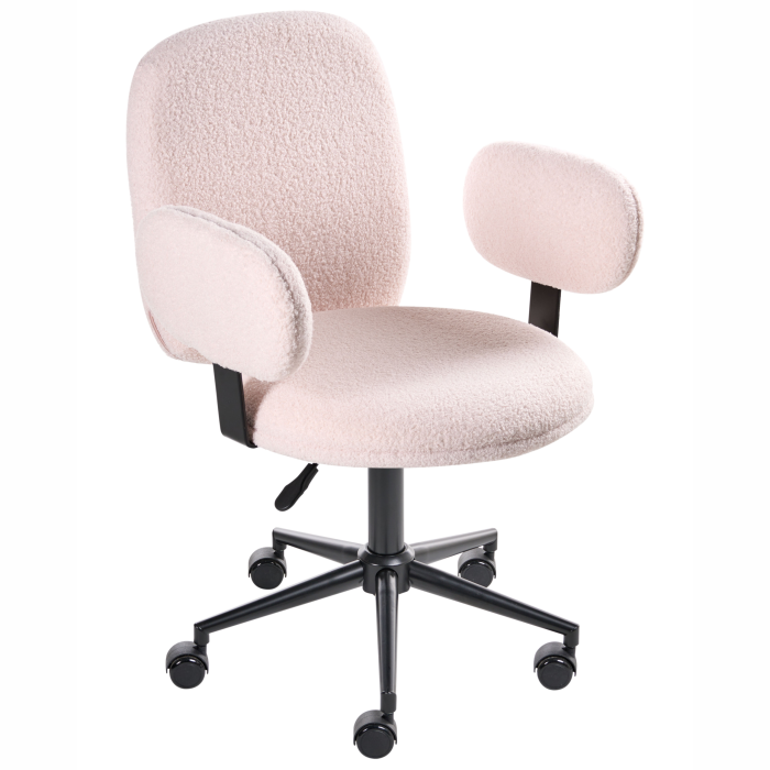 Scaun de birou MORAGA Boucle Roz pastel [5]