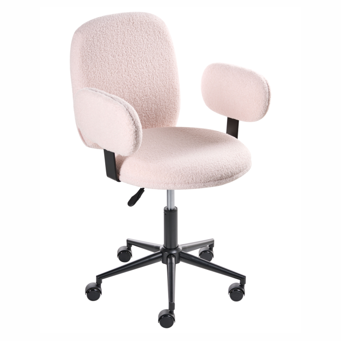 Scaun de birou MORAGA Boucle Roz pastel [4]