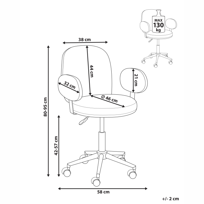 Scaun de birou MORAGA Catifea Roz pastel [3]